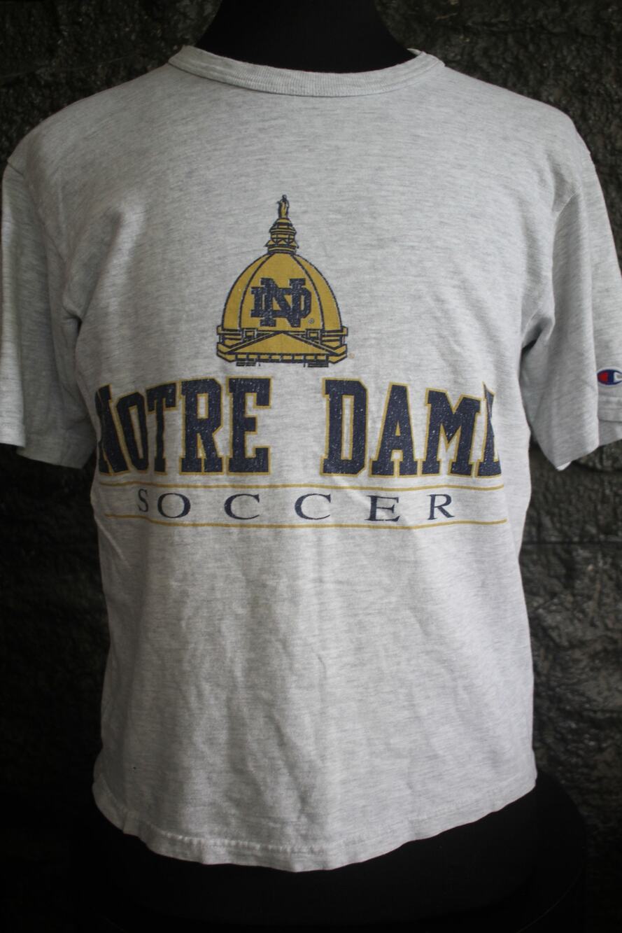 Vintage Champion Notre Dame Soccer T Shirt Mens M Gray Fighting Irish NCAA 90s